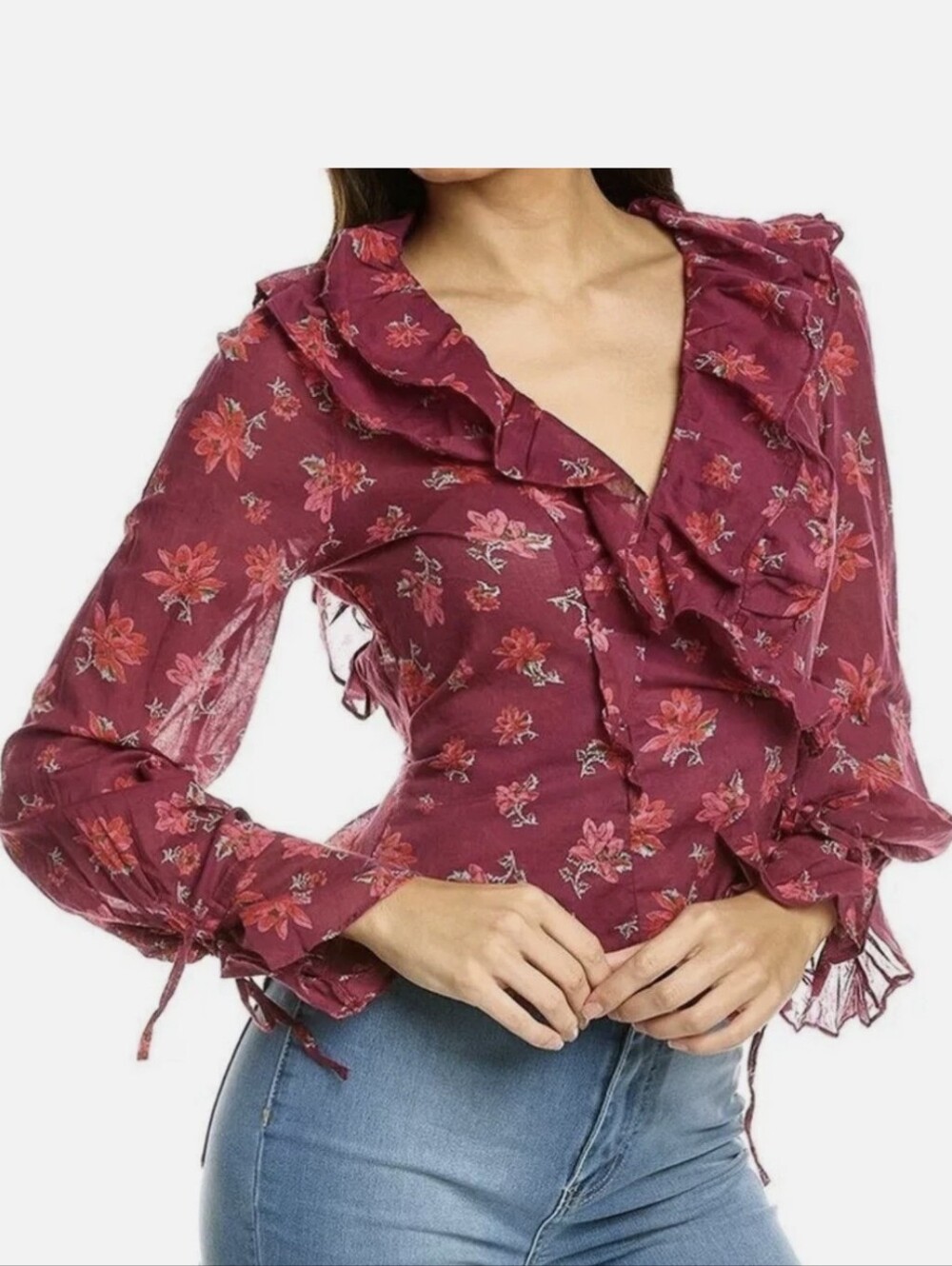 Free People Amanda Ruffle Wrap Top (L) - Picture 5 of 11